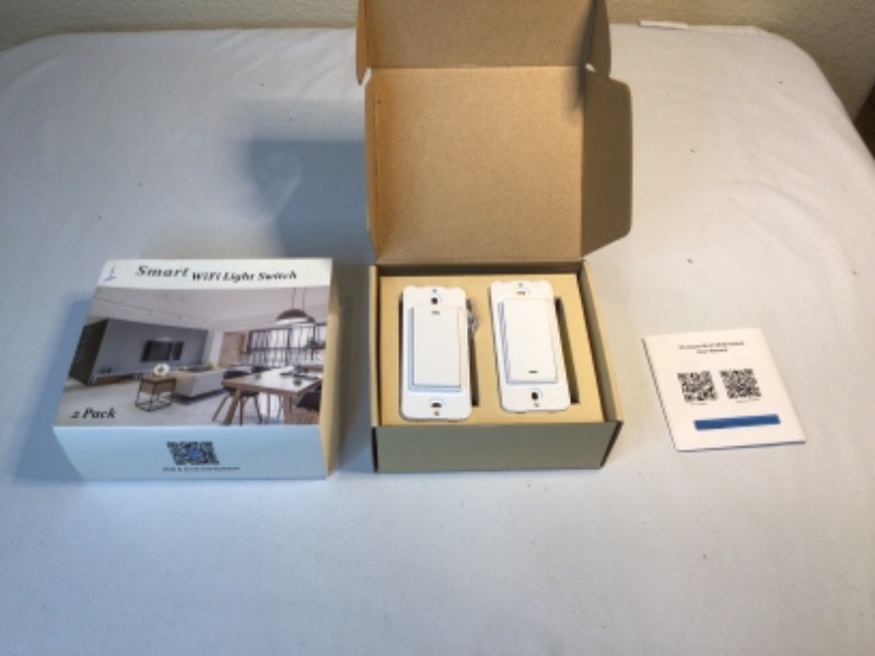 Photo 2 of Smart Light Switch, in-Wall WiFi Smart Switch That Work with Alexa and Google Home, No Hub Required, Neutral Wire Needed, 2 Pack,Single-Pole 15A, Etl and Fcc Listed, White