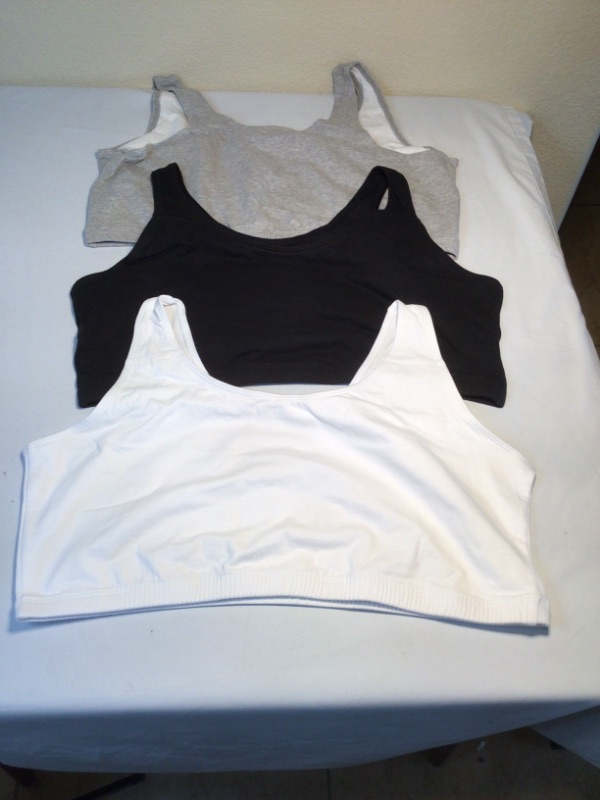 Photo 1 of Fruit of the Loom Women's Built Up Tank Style Sports Bra-Grey, Black, and White- Size 46