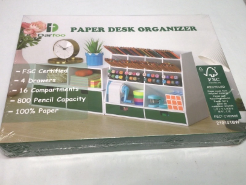 Photo 1 of Desk Organizer by Darfoo- Made of Heavy Paper- 4 Drawers, 16 Compartments