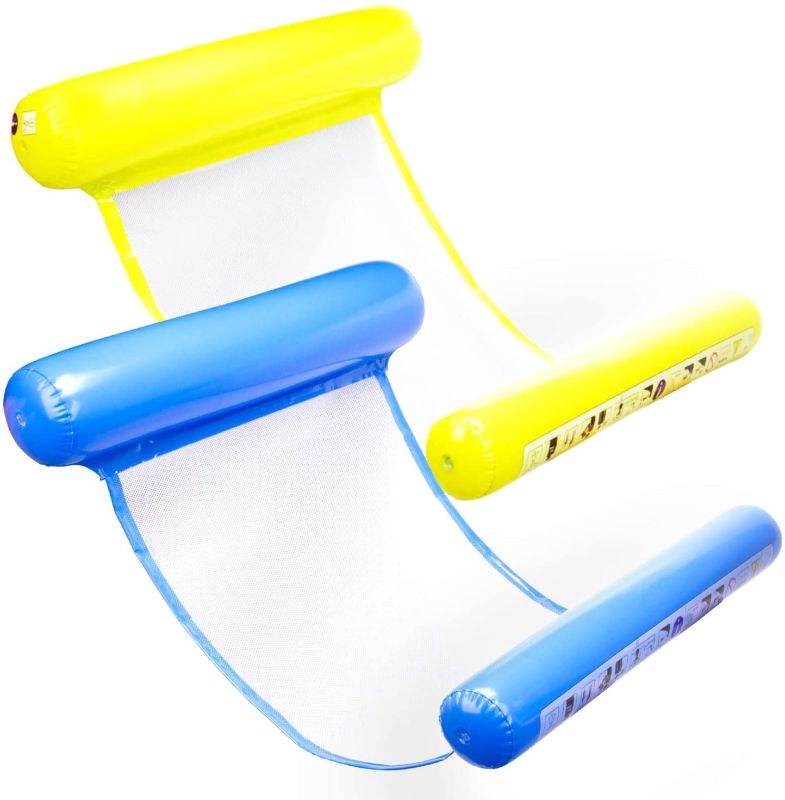 Photo 1 of 2 Packages- Each Package is Two Floats Qshare Hammock Inflatable Pool Float, Multi-Purpose Pool Hammock and Pool Chair, Portable Water Hammock-One Blue and One Yellow