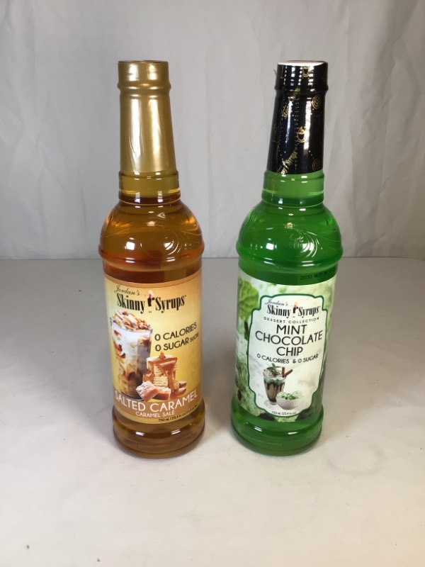 Photo 3 of 2 Bottles- 1) Jordan’s Skinny Syrups Mint Chocolate Chip, Sugar Free Flavoring Syrup, 25.4 Ounce Bottle  AND 2)Sugar Free Salted Caramel, 25.4 ounce bottle