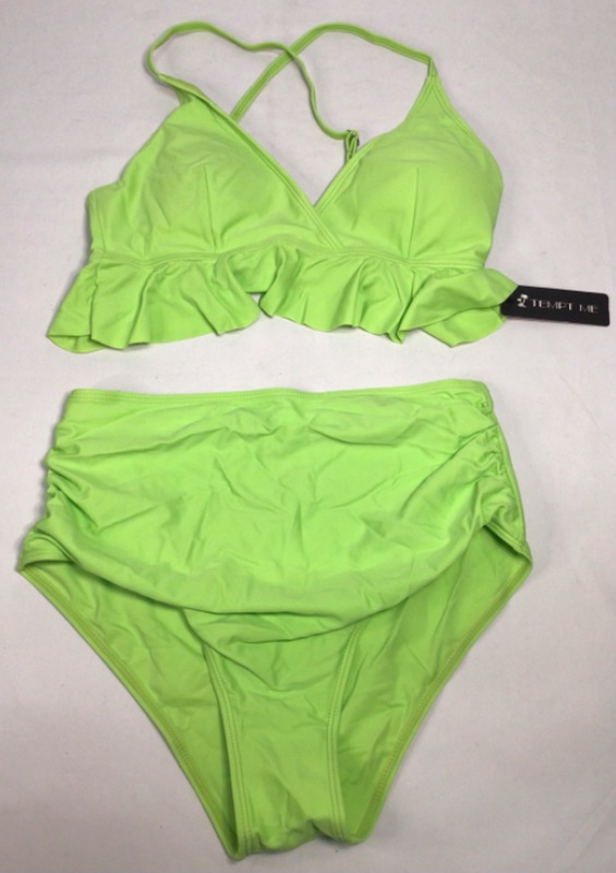 Photo 1 of Women's Two Piece Swim Suit by Tempt Me- Neon Green- Size Medium