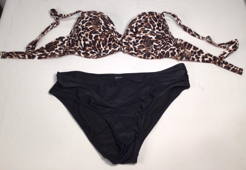 Photo 1 of Women's Two Piece Swim Suit- Leopard Pattern-Brown and Black- Size Medium