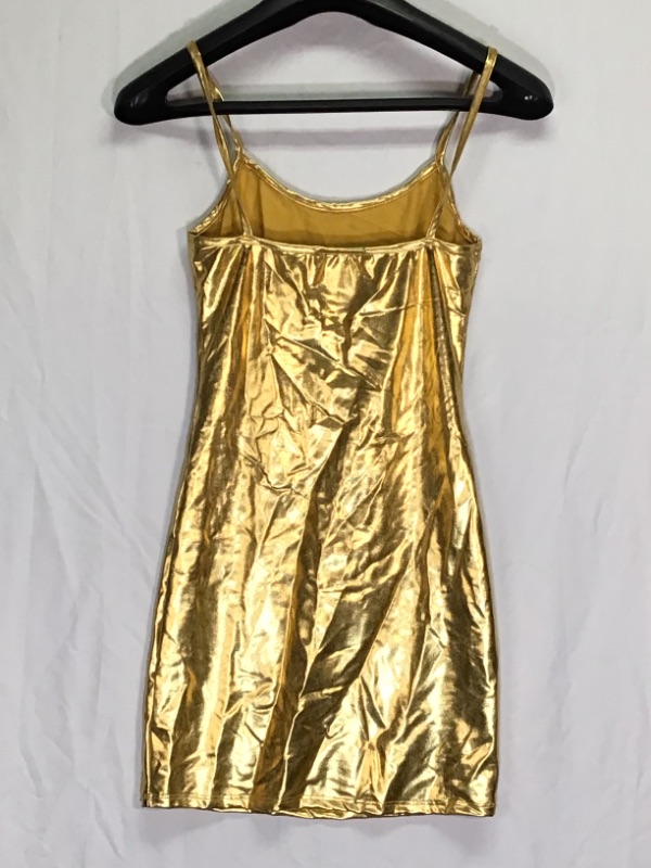 Photo 2 of Women's Sexy Short Cocktail Dress by Route 3-Strap Shoulders-Shimmery Gold- Size Small