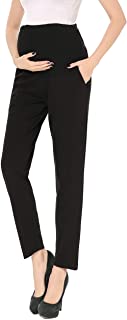 Photo 1 of Alina Mae Maternity Pants Comfortable Stretch Over-Bump Women Pregnancy Casual Capris for Work-Black- Medium