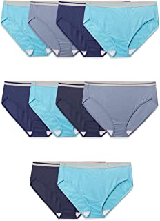 Photo 1 of 10 Pack-Fruit of the Loom Women's Tag Free Cotton Hi Cut Panties-Blues, Gray-Size 8