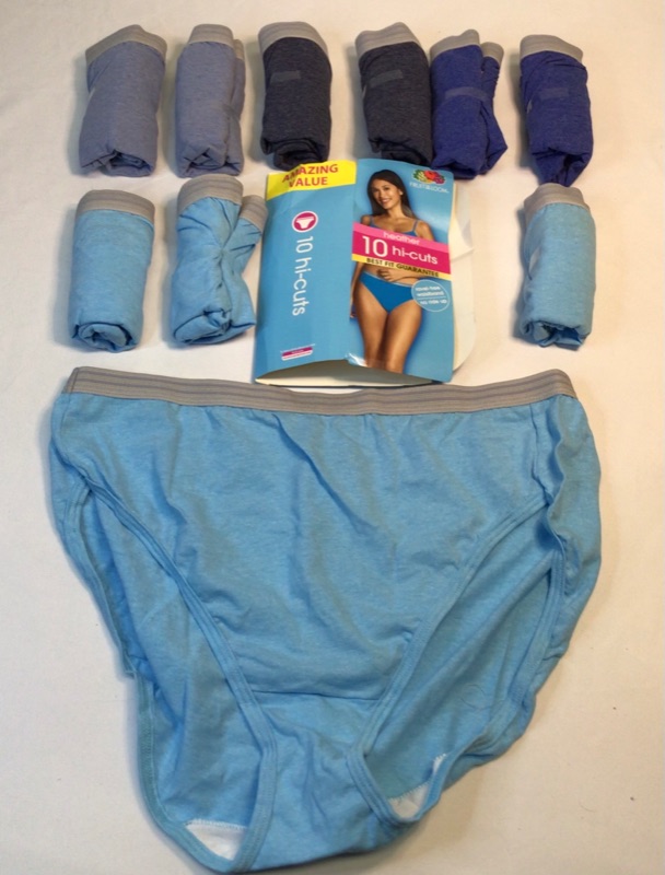 Photo 2 of 10 Pack-Fruit of the Loom Women's Tag Free Cotton Hi Cut Panties-Blues, Gray-Size 8