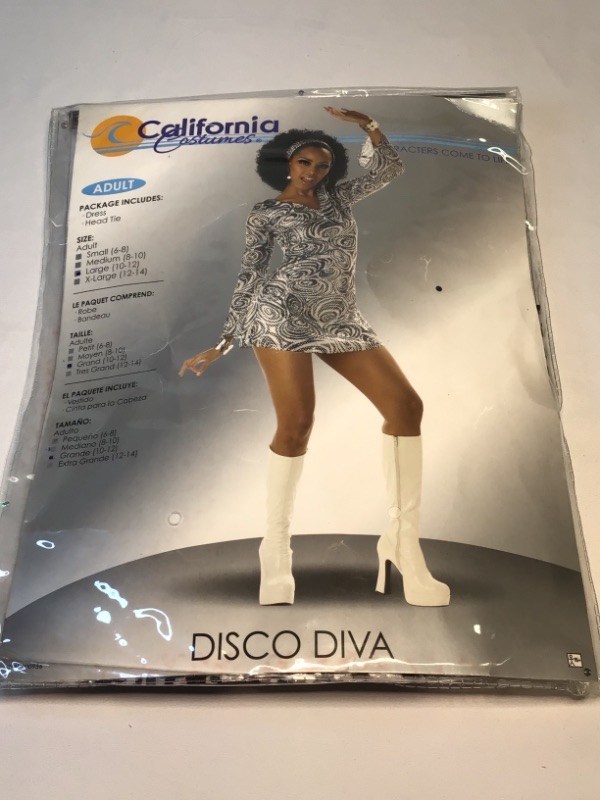 Photo 3 of Sexy Disco Diva Dress Costume by California Costumes- Size Adult Large 10-12