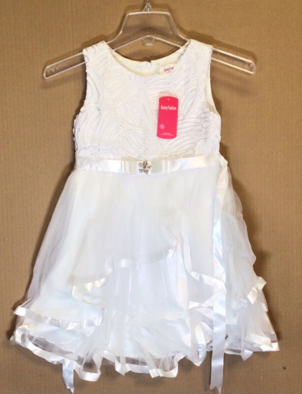 Photo 1 of Girls Flower Girl Dress by Sunny Fashion- Sleeveless- White- Size 6