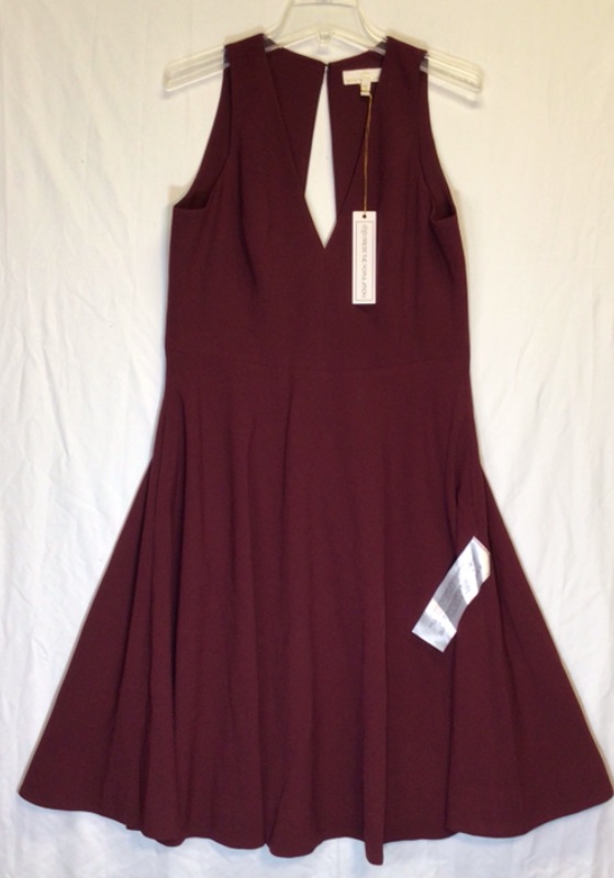 Photo 2 of Dress the Population Women's Catalina Solid Sleeveless Fit & Flare Midi Dress- Color Garnet- Size Large