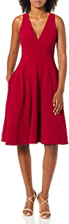 Photo 1 of Dress the Population Women's Catalina Solid Sleeveless Fit & Flare Midi Dress- Color Garnet- Size Large