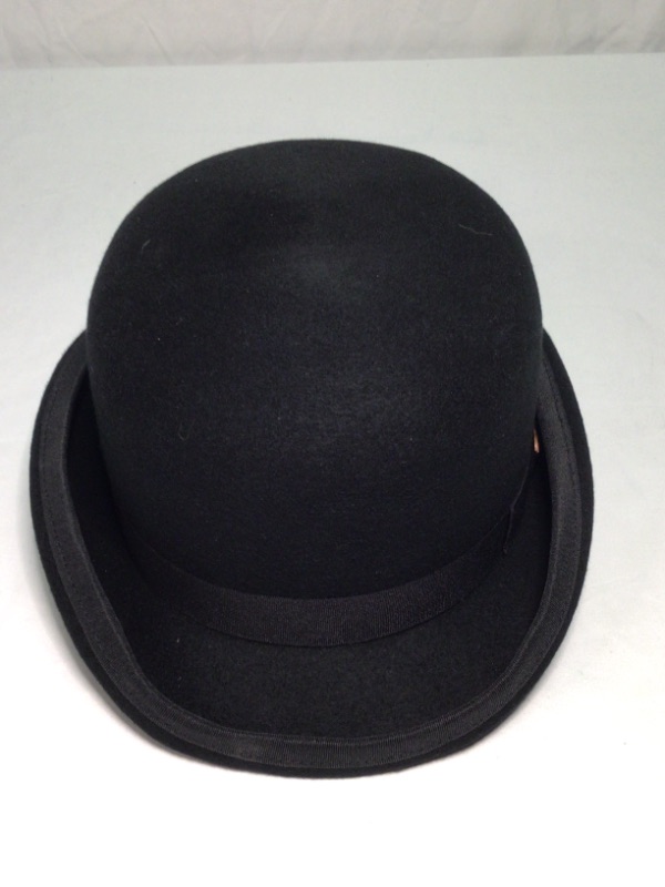 Photo 6 of GEMVIE Black Derby Hat 100% Wool Theater Quality Hat Bowler Hat for Men Women Vintage Costumes-Size 61 cm- 7 1/2- 7 5/8"