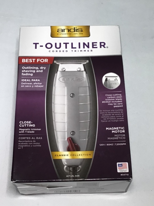 Photo 2 of Andis 04710 Professional T-Outliner Beard/Hair Trimmer with T-Blade, Grey