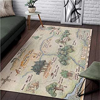 Photo 1 of 100 Acre Wood Map Winnie The Pooh Jungle Area Rug Non Slip Runner Rug for Hallway Bedroom Bathroom Outdoor Living Room Rugs Floor 2x3 3x5 4x6 5x8 Area Rug