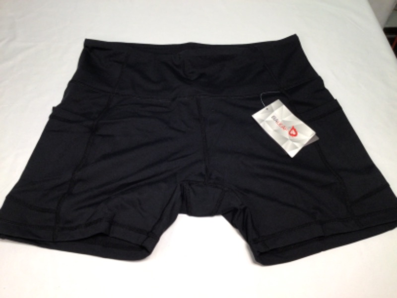 Photo 2 of Baleaf Women's  5" High Waist Workout Yogo Shorts Tummy Control Side Pockets-Black-Size Large