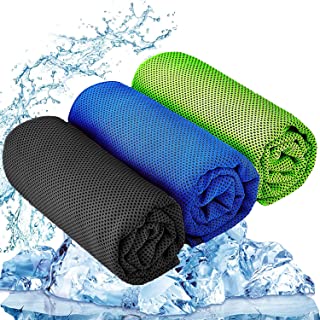 Photo 1 of 3 Pcs Cooling Towel (47"x12") Cool Cold Towel for Neck, Microfiber Ice Towel, Soft Breathable Chilly Towel for Yoga, Golf, Gym, Camping, Running, Workout & More Activities