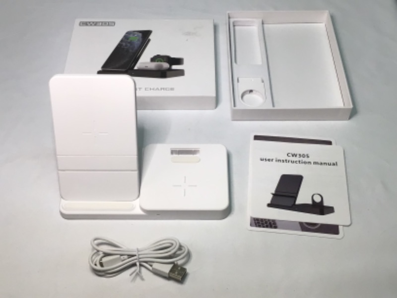 Photo 2 of 3 in 1 Charging Station for Apple Phone, Ear Pods, Watches-Color White