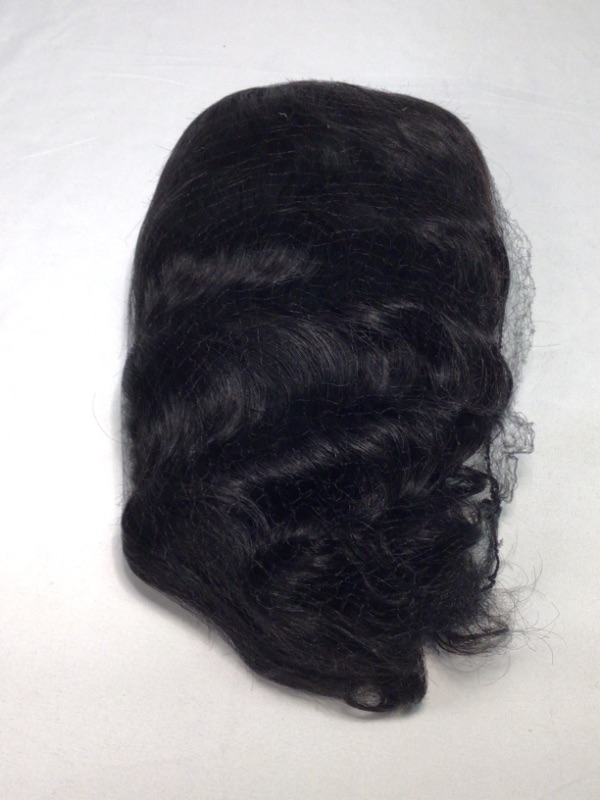 Photo 1 of 100% Virgin Human Hair Loose Deep Wave Wig with Bangs- 12 Inches-Black