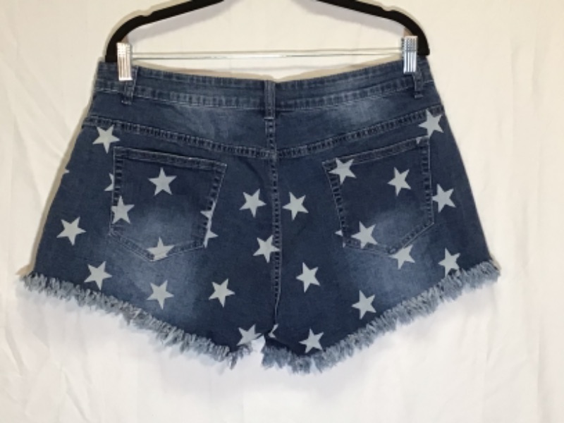 Photo 2 of Women's Short Cut Off Denim Shorts- Star Spangled- Size XL