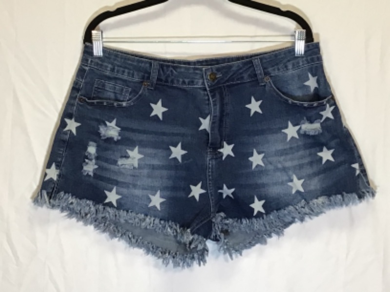 Photo 1 of Women's Short Cut Off Denim Shorts- Star Spangled- Size XL