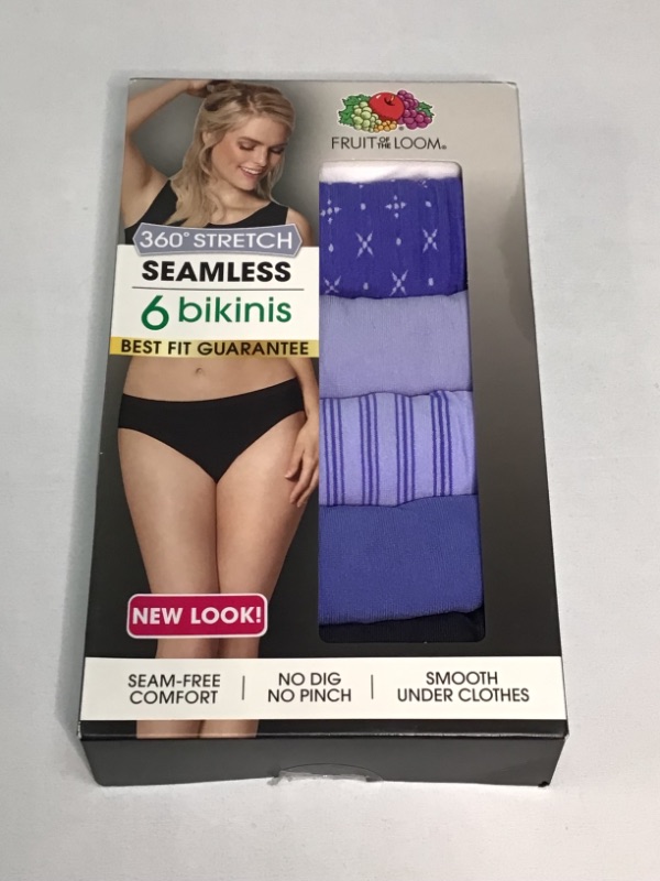 Photo 1 of Fruit of the Loom Women's Seamless Panties-6 Packs-Assorted Colors-Purples, White and Black-Size 6 Medium