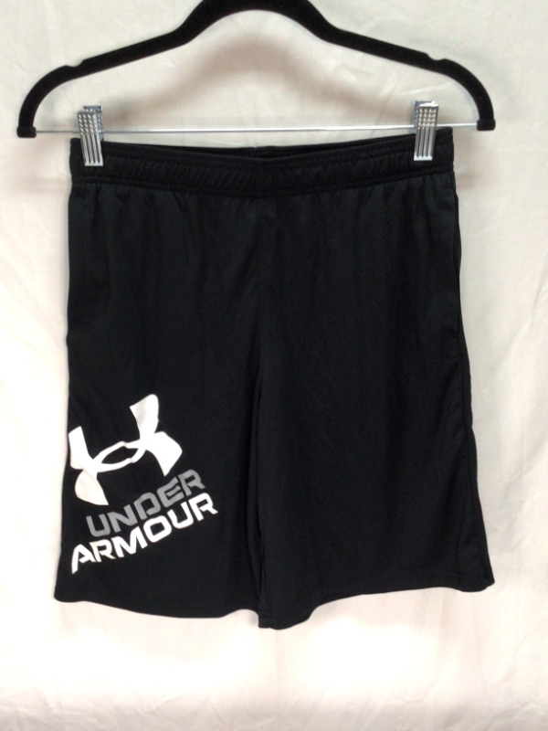 Photo 1 of Boys UnderArmour Loose Fit Athletic Shorts- Logo Right Leg- Black- Size Youth Large