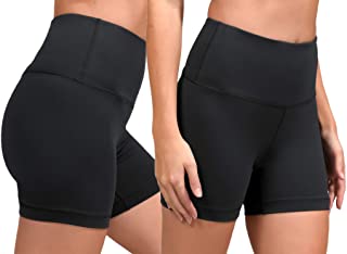 Photo 2 of 90 Degree By Reflex High Waist Power Flex Yoga Shorts - Tummy Control Biker Shorts for Women 2 Pack-Colors Green (Deep Jade) and Black-Size Small