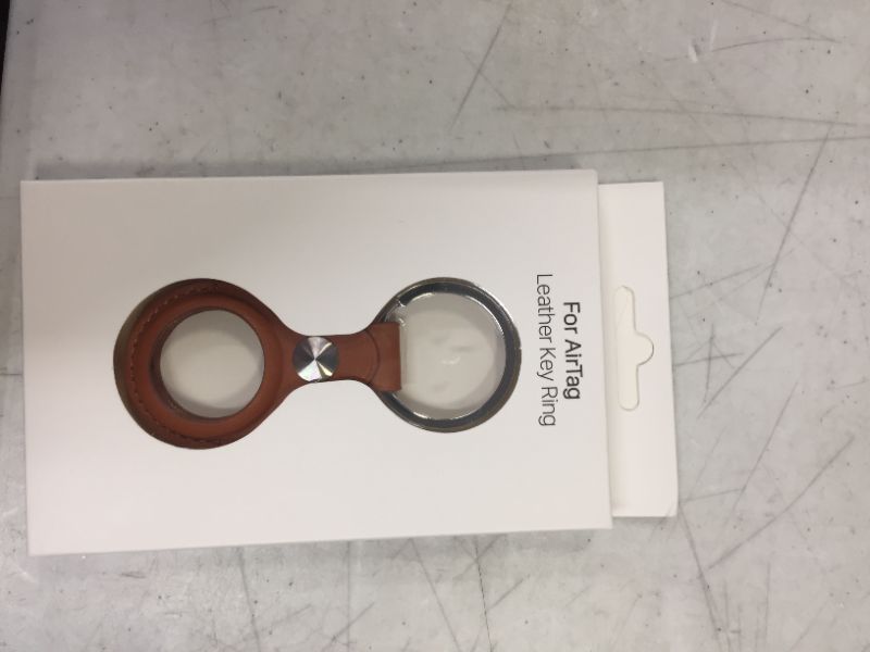 Photo 2 of Apple AirTag Leather Key Ring - Saddle Brown

