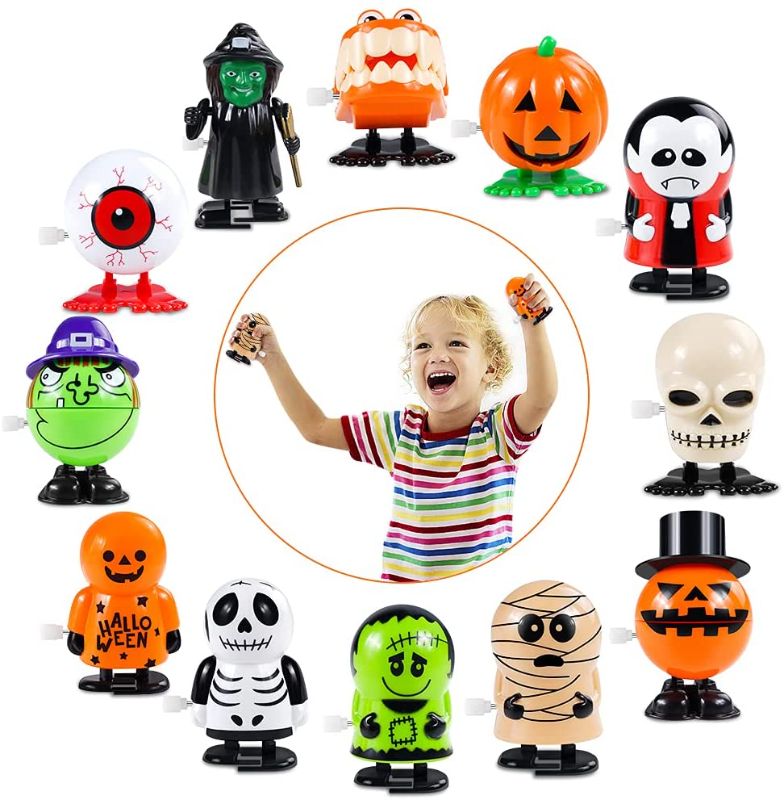 Photo 1 of Halloween Toys for Kids Party Favors - Halloween Kids Gifts Wind Up Toys Bulk Halloween Treats for Toddlers| 12 Pcs Small Toys for Treasure Box Halloween Prizes Goodie Bag Fillers Classroom Supplies
