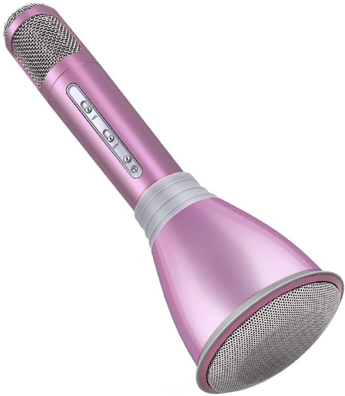 Photo 1 of Microphone for Kids, Wireless Bluetooth Karaoke Microphone Machine for Home, Party, Birthday Gifts and Toys for Kids Girls Age 5 6 7 8 9 (Pink)
