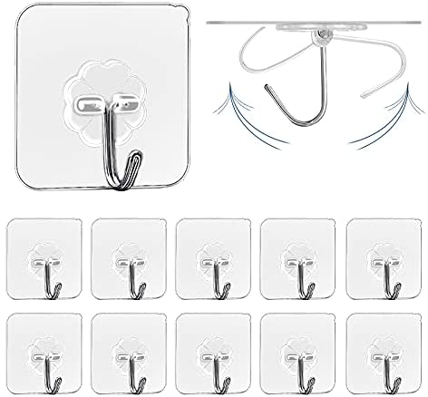 Photo 1 of MAYYYYb.7 Wall Hooks 22lb(Max) Self Adhesive Hook Waterproof and Oilproof,Free Drilling Strong Wall Hanging for Bathroom Kitchen (2 pack of 10, 20 total)
