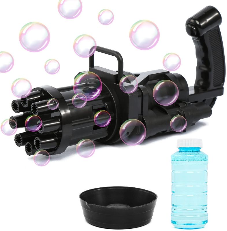 Photo 1 of ( TWO PACK) YKB Gatling Bubble Machine, Bubble Blaster Gun, 8-Hole Automatic Bubble Maker Machine, Electric Bubble Guns for Kids Outdoor, Gatling Bubble Gun 2021,Toys for Boys and Girls Toddler
