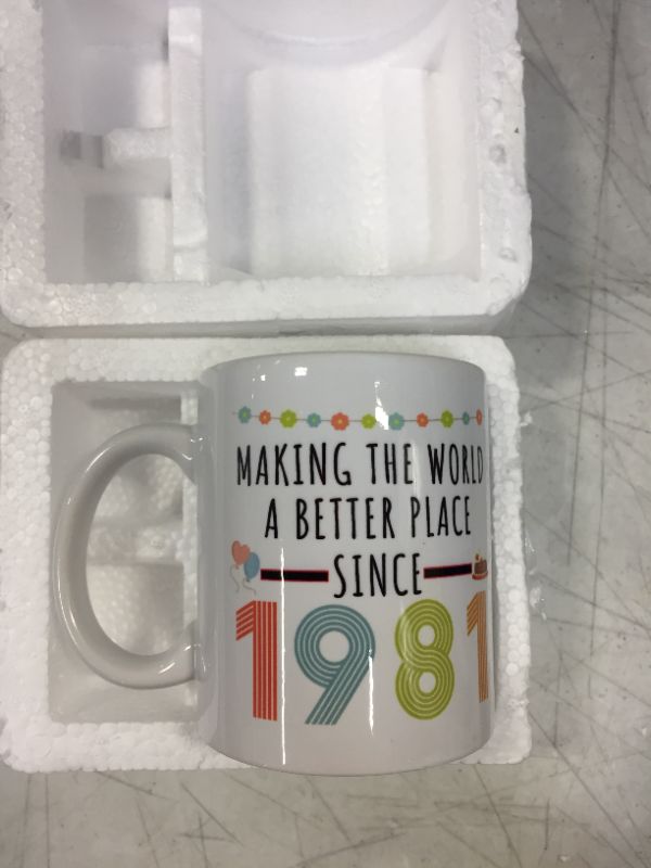 Photo 2 of 40th Birthday Gifts for Women, Funny 40 Year Old Gift Coffee Mug, 1982 40th Birthday Mugs for Her, Mom, Wife, Aunt, Sister, Grandma, Friend, 11 oz Tea Cup Making The World a Better Place Since 1982
