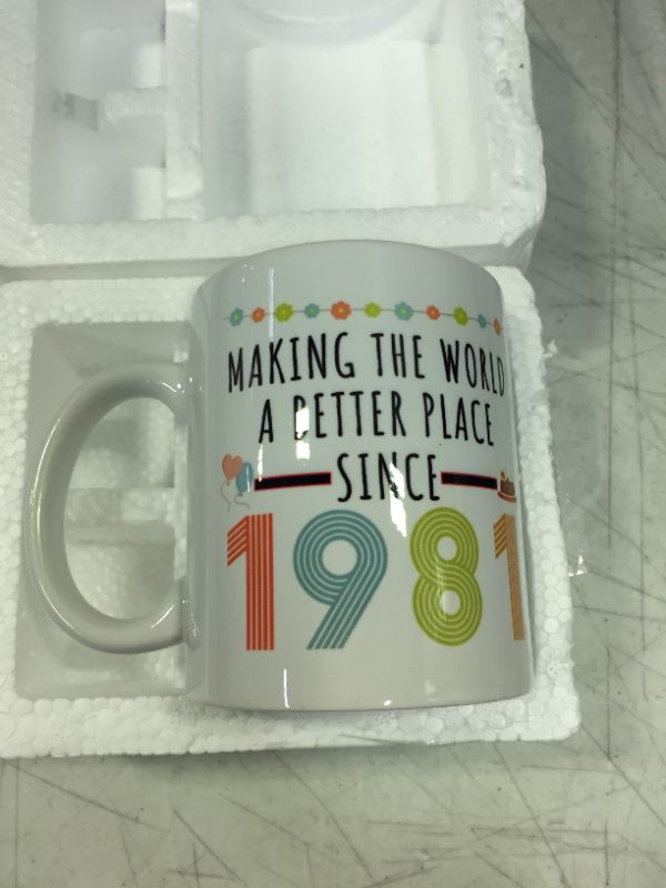 Photo 3 of 40th Birthday Gifts for Women, Funny 40 Year Old Gift Coffee Mug, 1982 40th Birthday Mugs for Her, Mom, Wife, Aunt, Sister, Grandma, Friend, 11 oz Tea Cup Making The World a Better Place Since 1982
