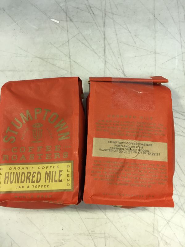 Photo 1 of **PACK OF 2** Stumptown Hundred Mile Espresso Roast Whole Bean Light Roast Coffee - 12oz (EXP 12/22/2021) 