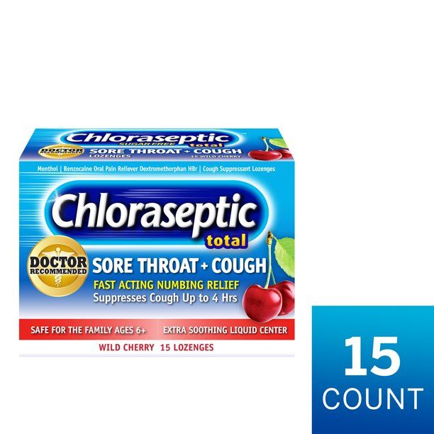 Photo 1 of (PACK OF 3) Chloraseptic Total Sore Throat + Cough Lozenges, Sugar-Free Wild Cherry Flavor, 15 CT ** EXP 0/2024**
