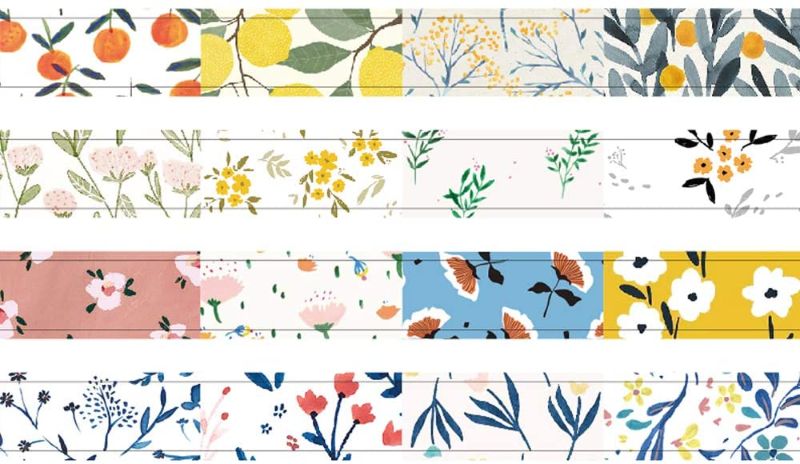 Photo 2 of  ** PACK OF 3 ** EnYan 4 Rolls Washi Masking Tapes Set, Japanese Decorative Writable Rural Natural Summer Autumn Flower Tape for DIY Crafts Arts Scrapbooking Bullet Journal Planners (15mm wide x 3 M in Length for each roll)
