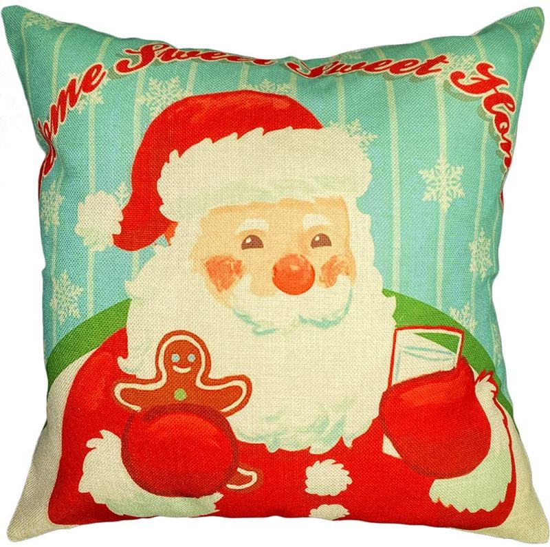 Photo 1 of ( FOUR PACK) Rophomor Vintage Christmas Pillow Covers 18x18 Inch Santa Rustic Farmhouse Linen Decorative Outdoor Throw Pillow Covers Cushion Covers for Living Room Porch Couch Sofa(ZT0008)
