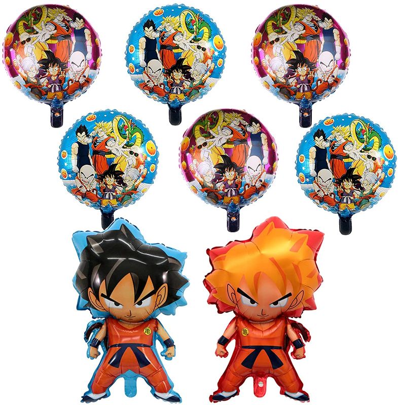 Photo 4 of 10 PC Dragon Ball Z Balloons, Birthday Celebration Foil Balloon Set, DBZ Super Saiyan Goku Gohan Character Party Decorations