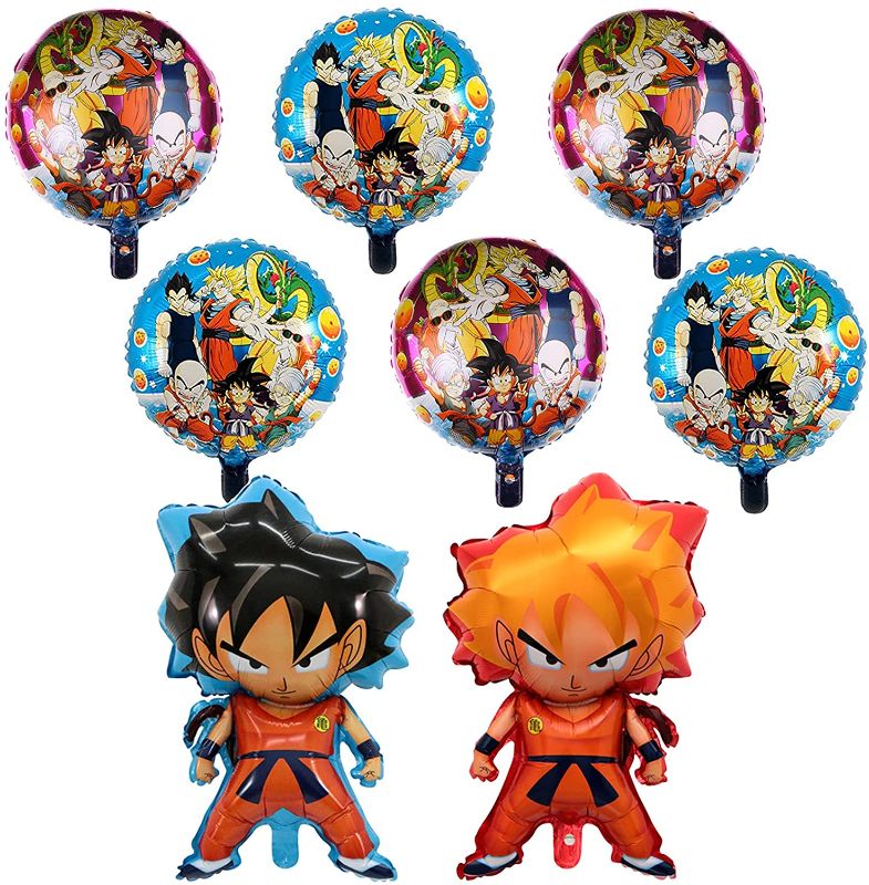 Photo 6 of 10 PC Dragon Ball Z Balloons, Birthday Celebration Foil Balloon Set, DBZ Super Saiyan Goku Gohan Character Party Decorations