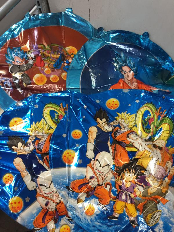 Photo 3 of 10 PC Dragon Ball Z Balloons, Birthday Celebration Foil Balloon Set, DBZ Super Saiyan Goku Gohan Character Party Decorations