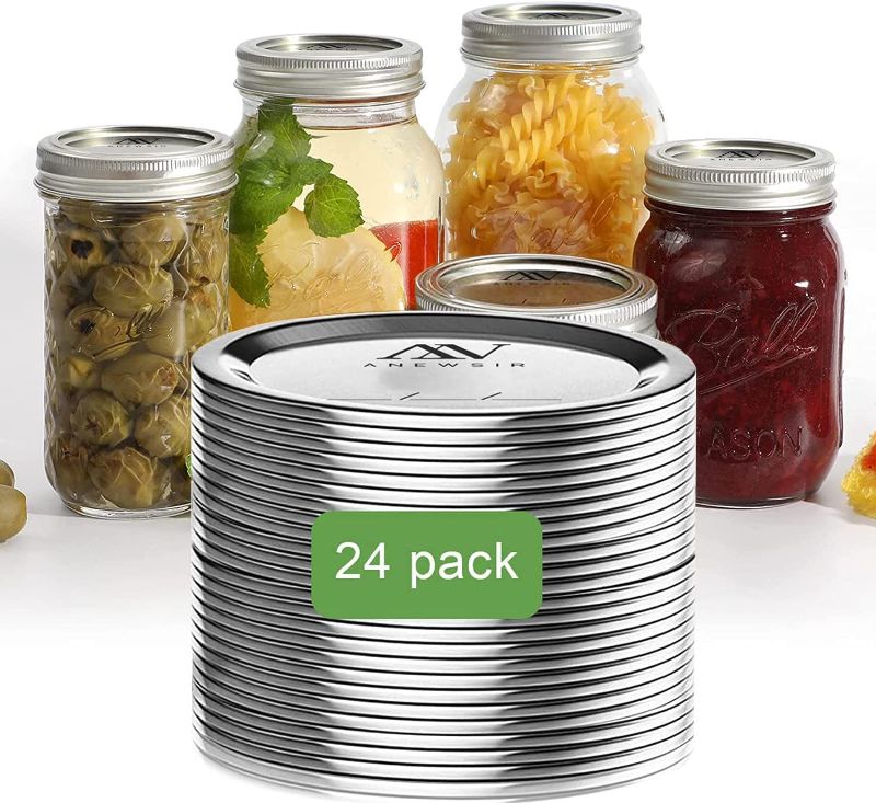 Photo 1 of ( 2 PACKS)  Canning Lids Regular Mouth Mason Jar Lids, Split Type-Silver (24-Count,70mm)
