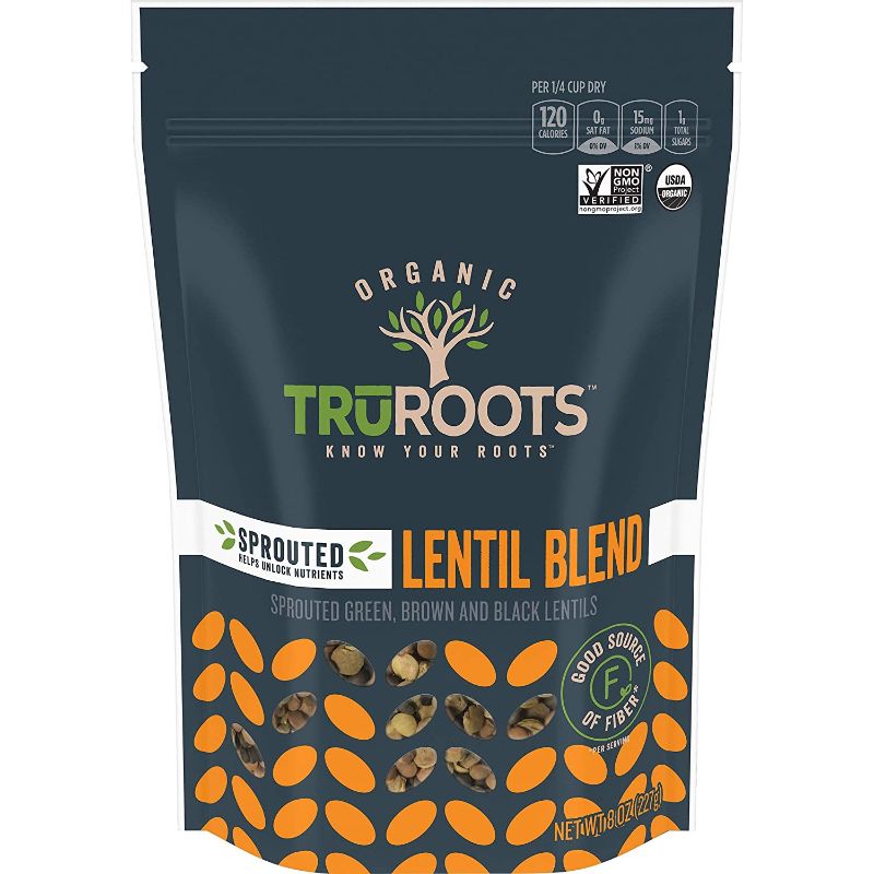 Photo 1 of ( PACK OF 4) TruRoots Organic Sprouted Lentil Blend, 8 Ounces, Certified USDA Organic, Non-GMO Project Verified ( EXP 06/07/2022 )