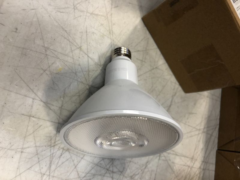Photo 1 of AmazonCommercial 120 Watt Equivalent, 25000 Hours, Dimmable, 1370 Lumens, Energy Star and CEC (California) Compliant, High Intensity Spot PAR38 Short Neck LED Light Bulb - Pack of 1, Soft White
