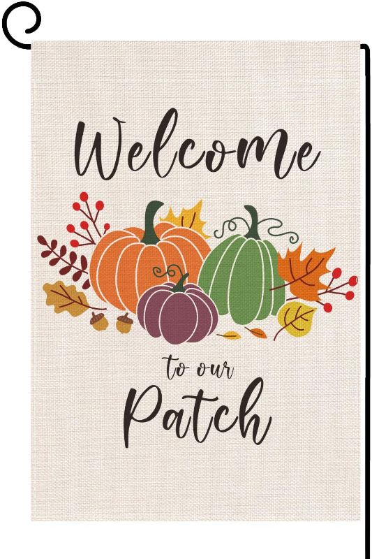 Photo 1 of 2PC LOT
Welcome to Our Patch Garden Flag | Vertical Double Sided Small Fall Yard Flag 12.5''x18'' | Farmhouse Flag for Fall Decor Outdoor | Thanksgiving Yard Decorations

WONSHREE Merry Christmas Bell Garden Flag Winter Day House Yard Flag Double Sided Ou