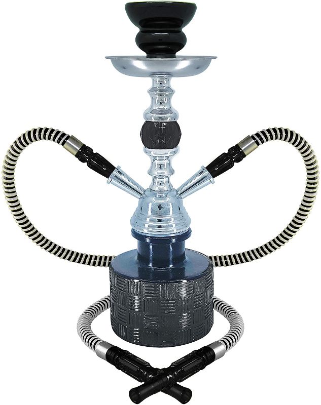 Photo 1 of 13 Inches Ripple Complete Hookah Set, Modern 2 Hose Hookah Kit with Hookah Accessories - Black 2 Hose Hookah Set
FACTORY PACKAGED 