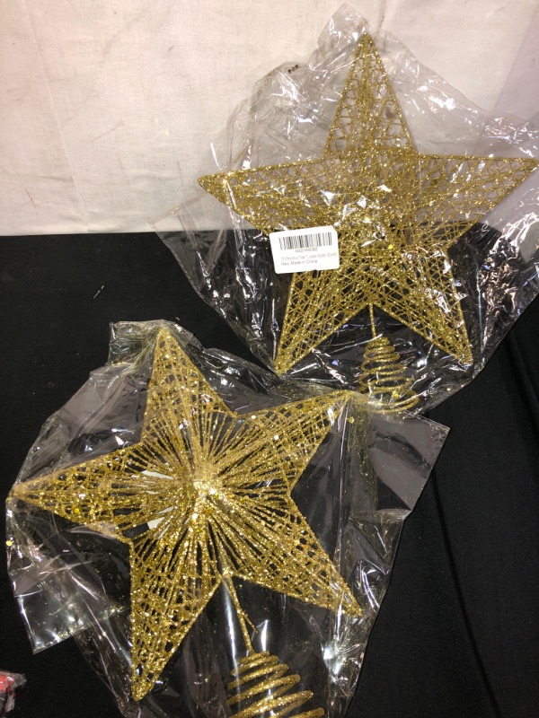 Photo 1 of 10" GOLD STAR CHRISTMAS TREE TOPPER, 2 COUNT 