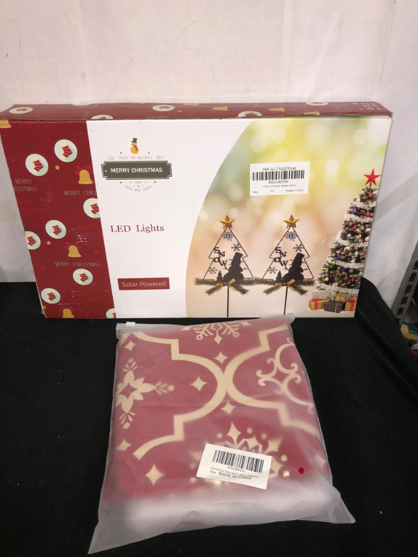 Photo 3 of 2PC LOT
Christmas Tree Skirt,36 inches Xmas Tree Skirts with Snowy Pattern for Christmas Tree Decorations (Red,36 Inch)

Sunnygarden 2Pack Snowman Outdoor Solar Light Christmas Decorations - Christmas Pathway Lights Waterproof for Garden Patio Outdoor Dec