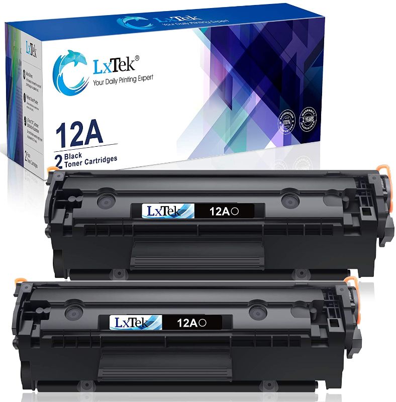 Photo 1 of LxTek Compatible Toner Cartridge Replacement for HP 12A Q2612A Compatible with Laserjet 1012 1022 1020 1018 1022N 1010 3015 3050 3030 3052 3055 M1319F Printers (2 Black, High Yield)
