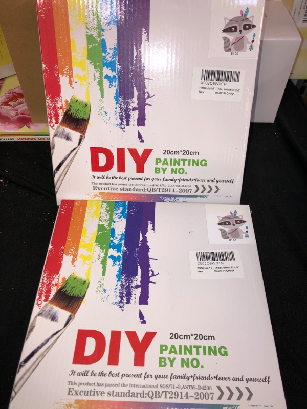 Photo 2 of Arte Vita DIYAcrylic Painting, Paint by Number Kits for Kids Beginner - Tribal Animal 8" x 8"
2 COUNT 